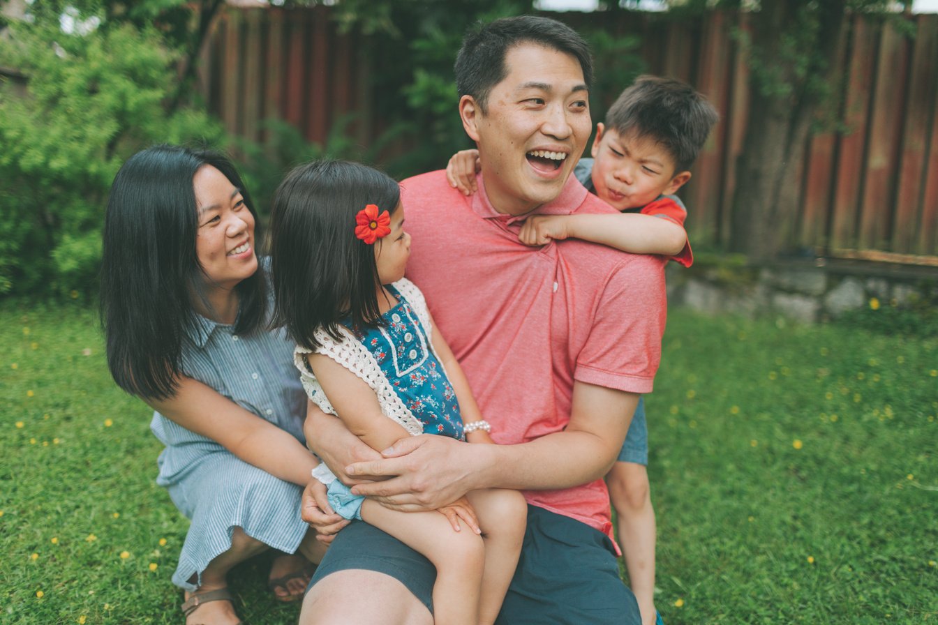 Family Having Fun in Backyard